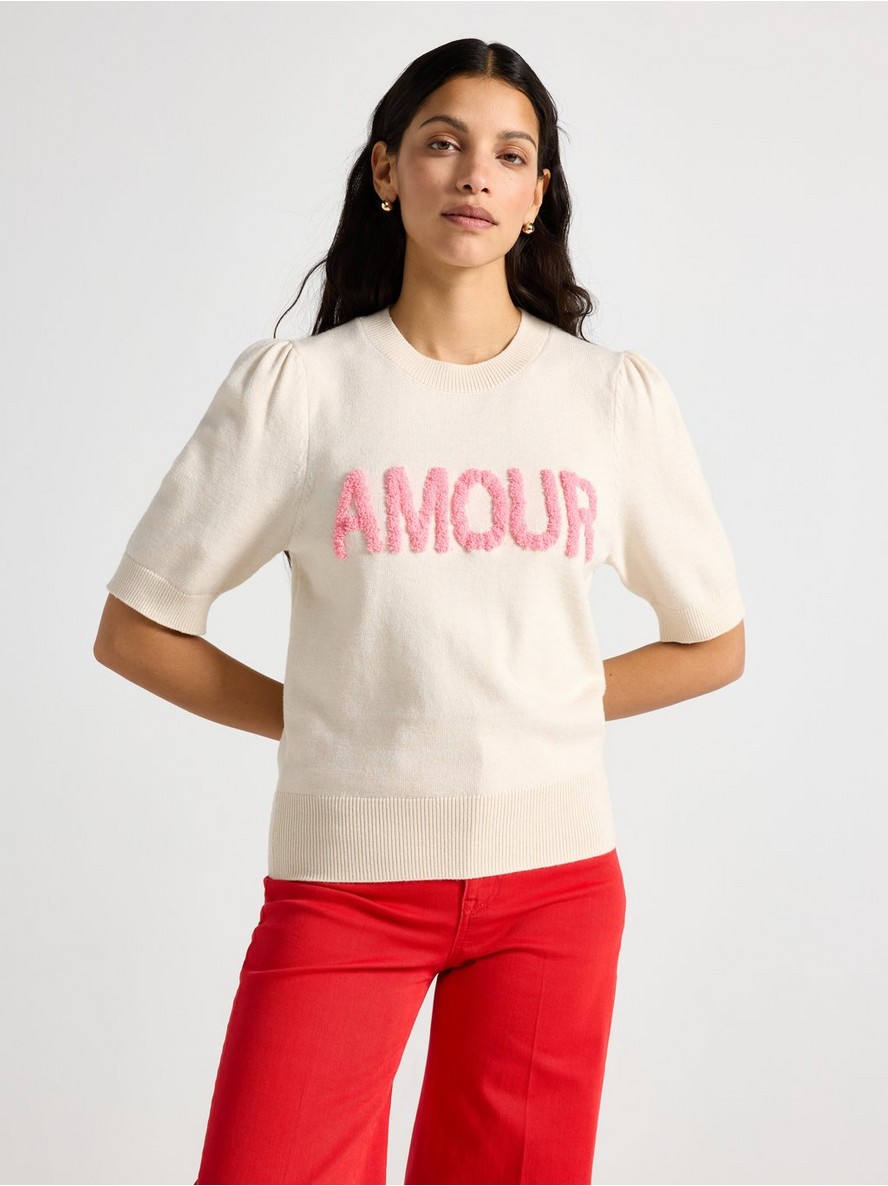 Knitted short-sleeved jumper - 3010281-9806