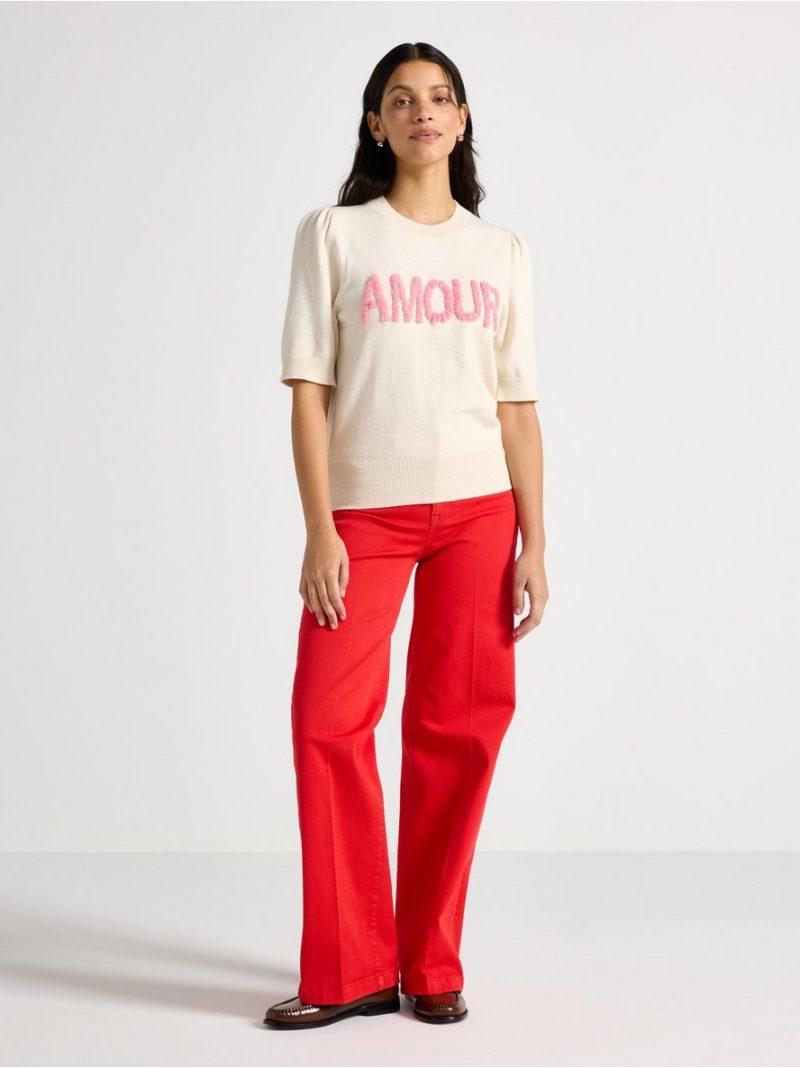 Knitted short-sleeved jumper - 3010281-9806