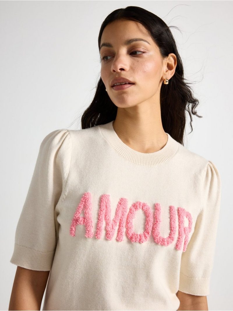 Knitted short-sleeved jumper - 3010281-9806