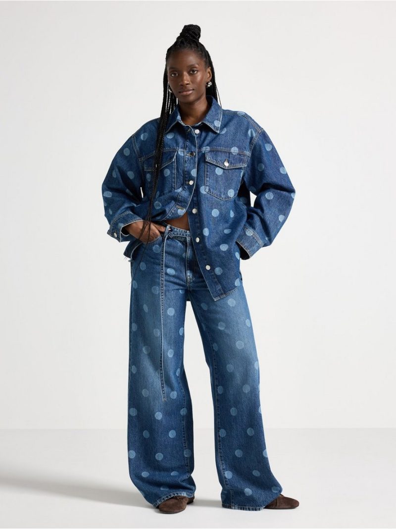 WIDE Peggy dotted jeans with mid waist - 3010351-791