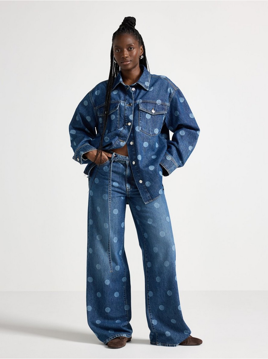 WIDE Peggy dotted jeans with mid waist - 3010351-791