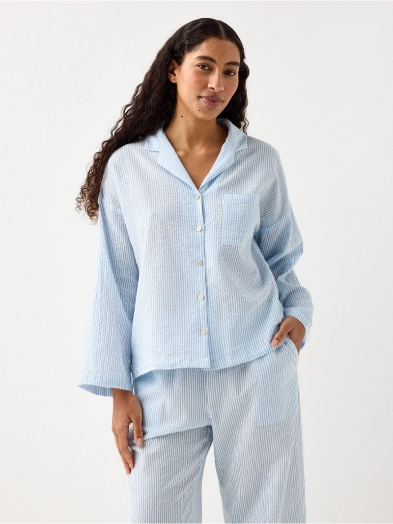 Pyjama shirt in seersucker - 8673001-7859