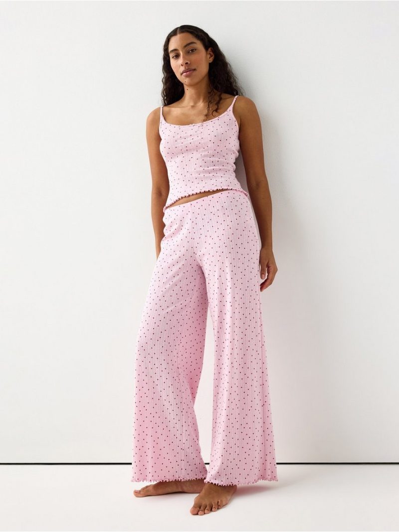 - Wide pyjama trousers in pointelle Wide pyjama trousers in pointelle - 3005563-3643