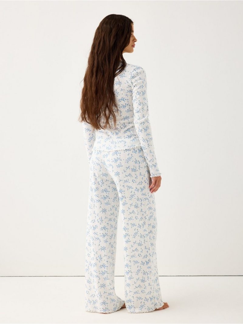 Wide pyjama trousers in pointelle - 3005563-9573