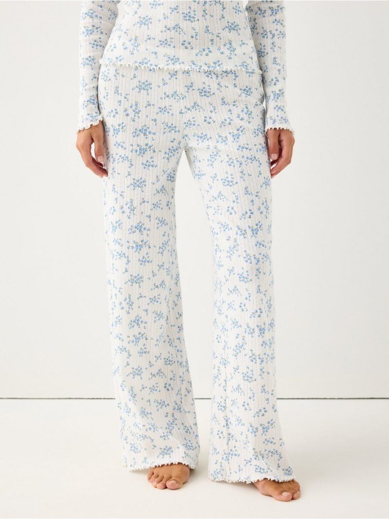 Wide pyjama trousers in pointelle - 3005563-9573