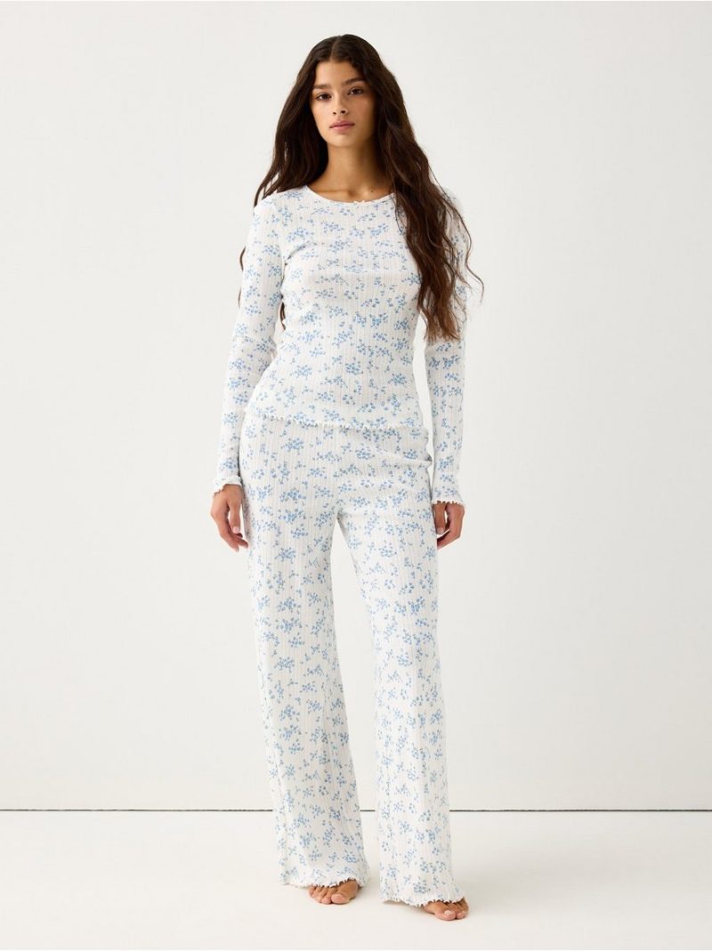- Wide pyjama trousers in pointelle Wide pyjama trousers in pointelle - 3005563-9573
