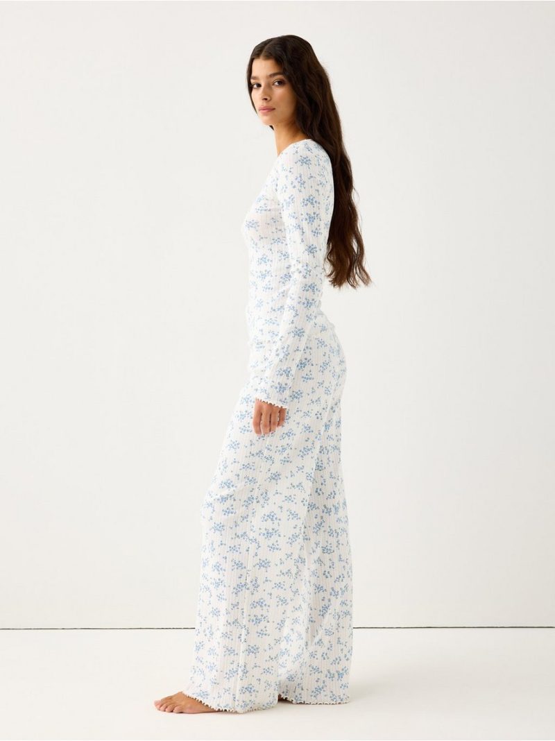 Wide pyjama trousers in pointelle - 3005563-9573