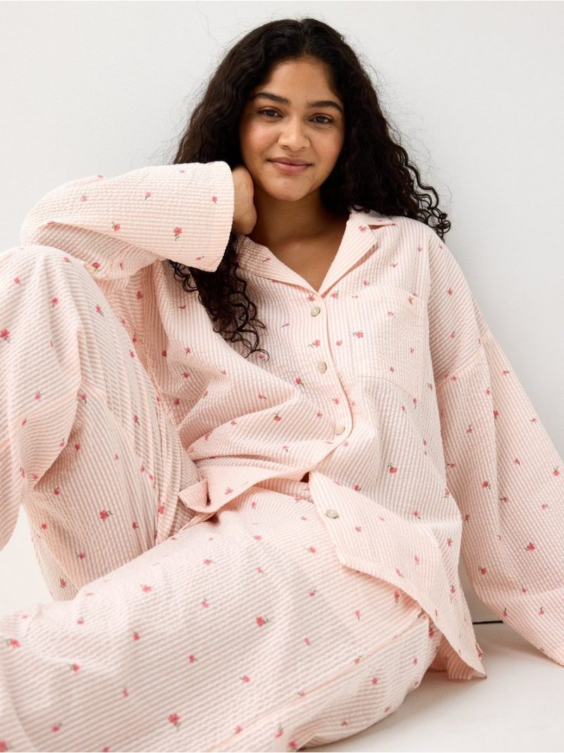 Pyjama shirt in seersucker - 3008916-7937