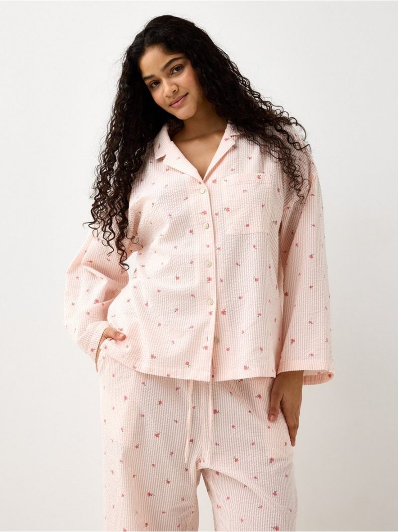 Pyjama shirt in seersucker - 3008916-7937