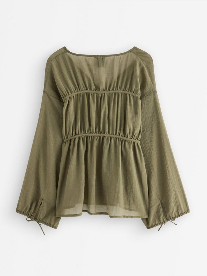 Blouse with tie band - 3010006-6745