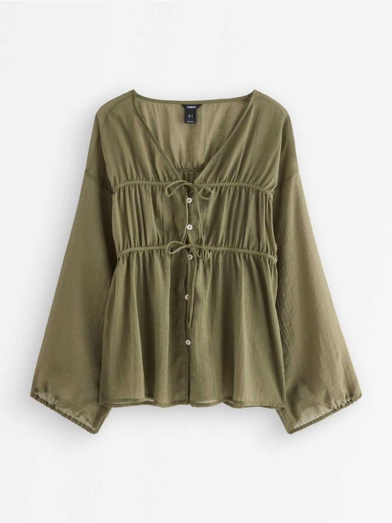 Blouse with tie band - 3010006-6745