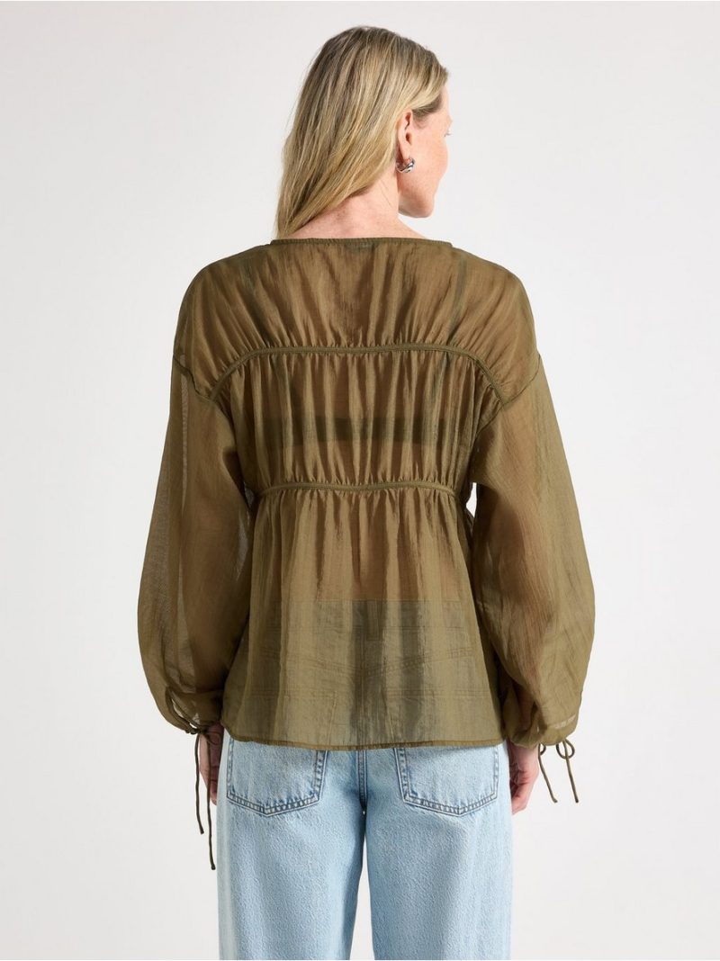 Blouse with tie band - 3010006-6745
