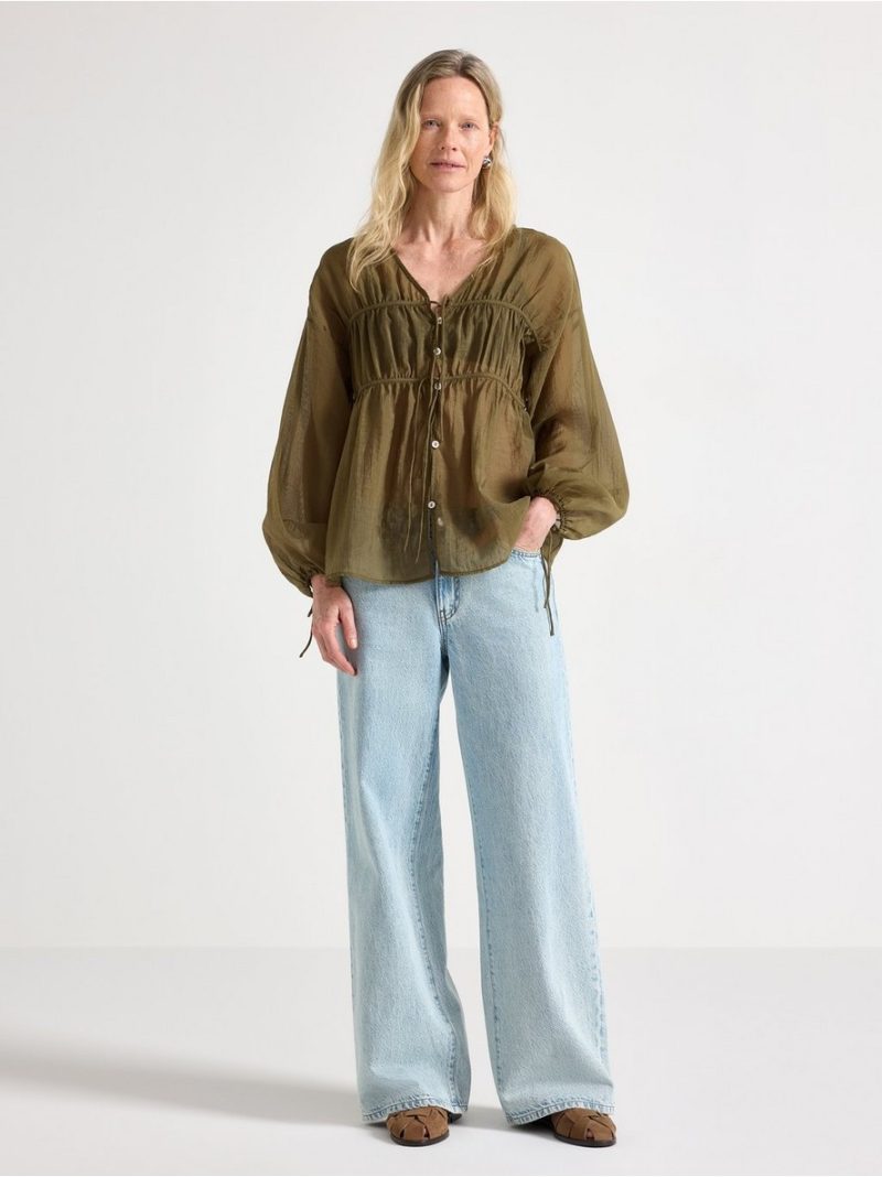 Blouse with tie band - 3010006-6745