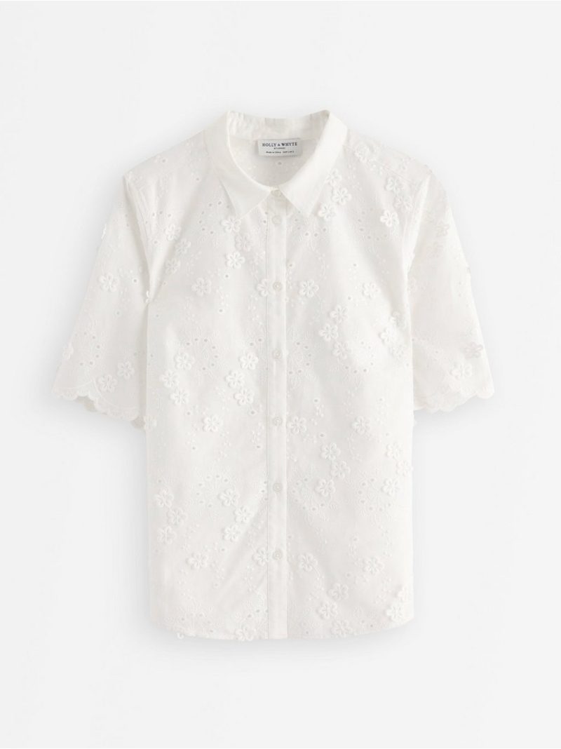 Blouse with broderie anglaise - 3010279-300