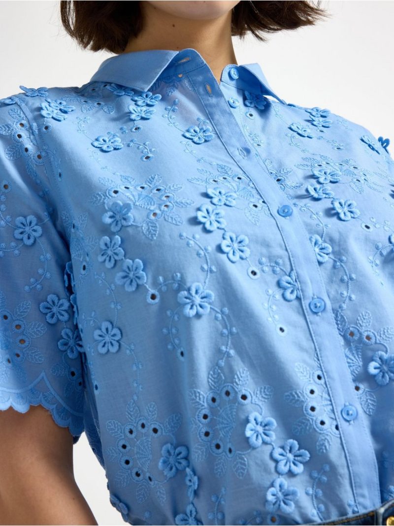Blouse with broderie anglaise - 3010279-7483
