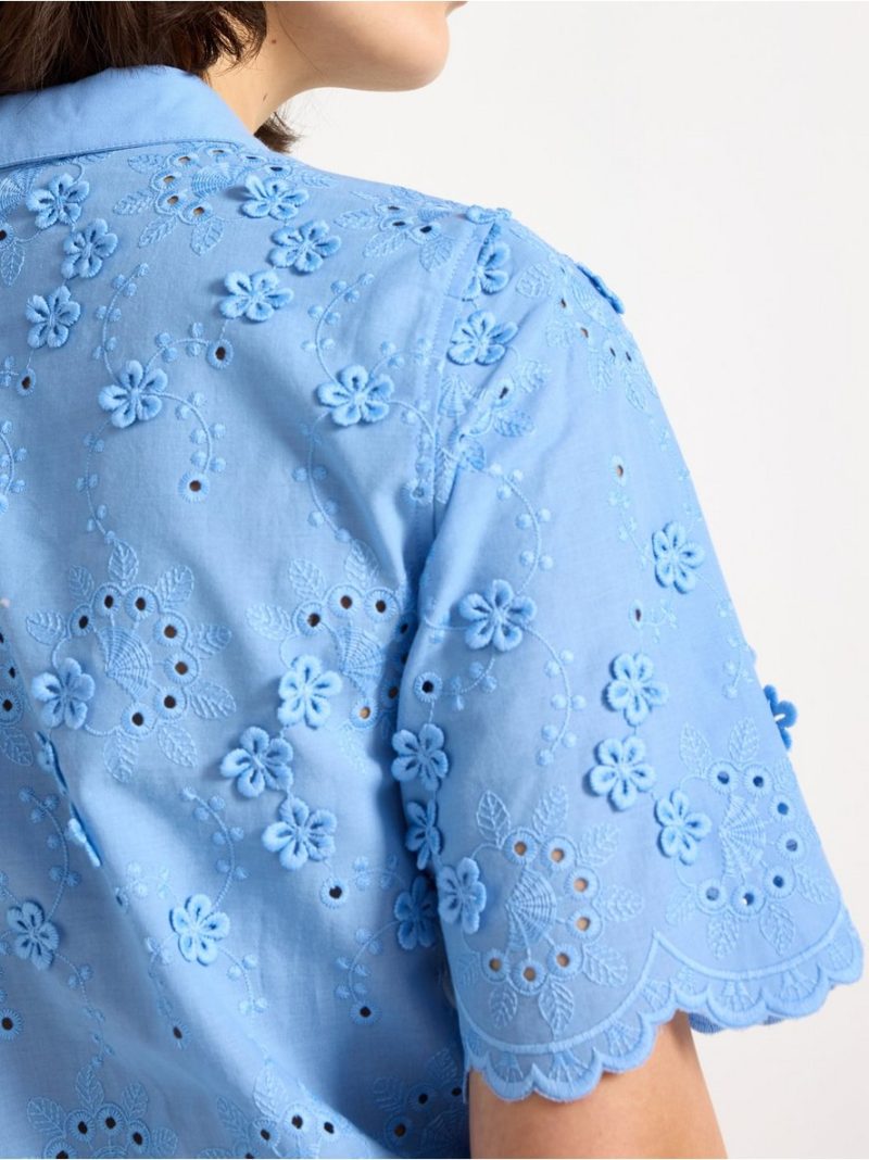 Blouse with broderie anglaise - 3010279-7483