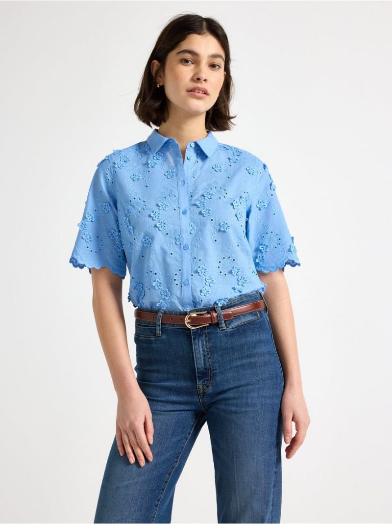 Blouse with broderie anglaise - 3010279-7483
