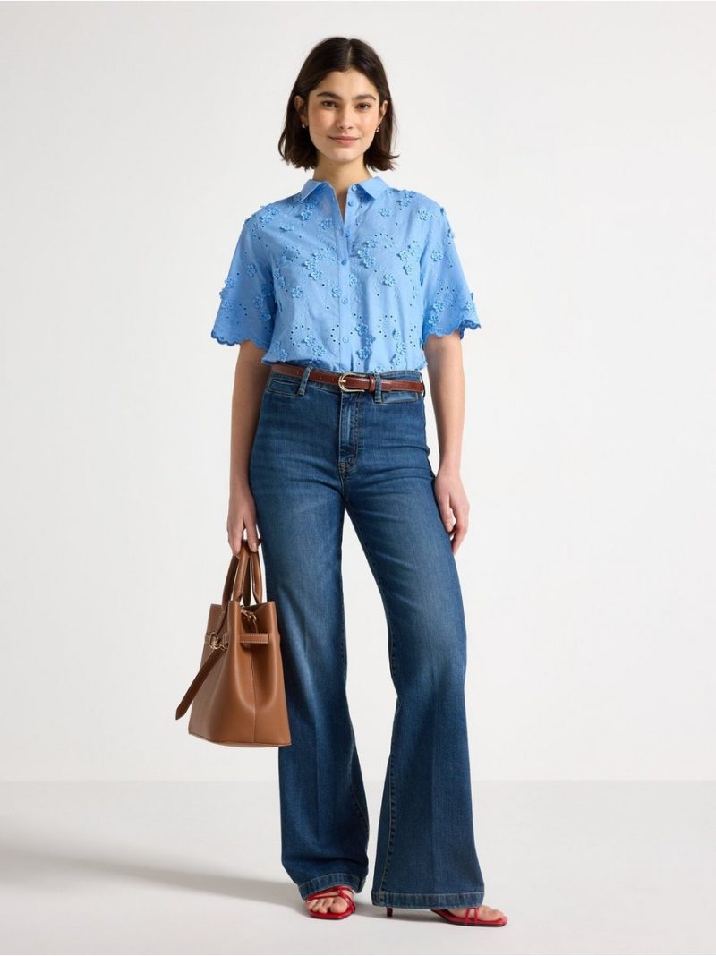 Blouse with broderie anglaise - 3010279-7483