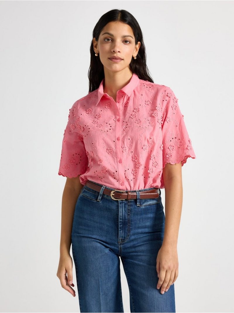 Blouse with broderie anglaise - 3010279-8393