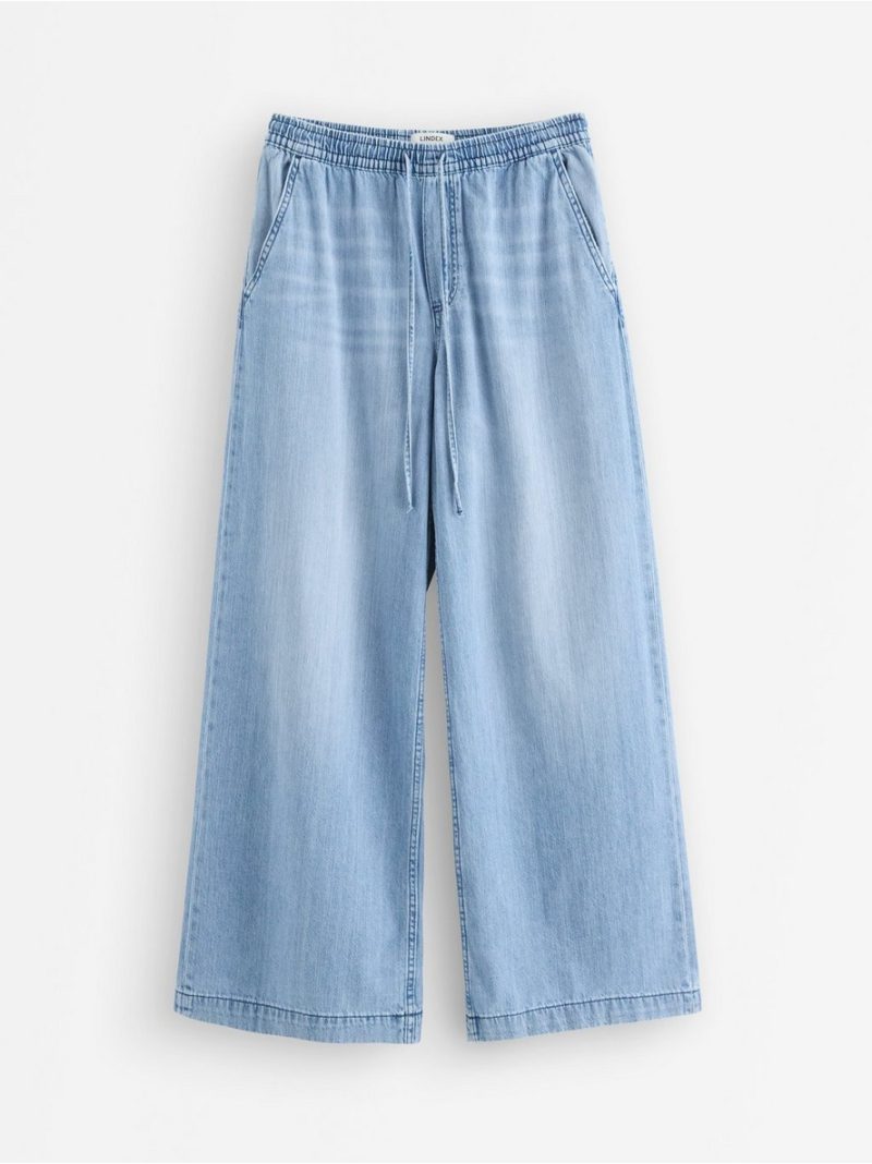 WIDE  denim trousers with elastic waist - 3010329-766