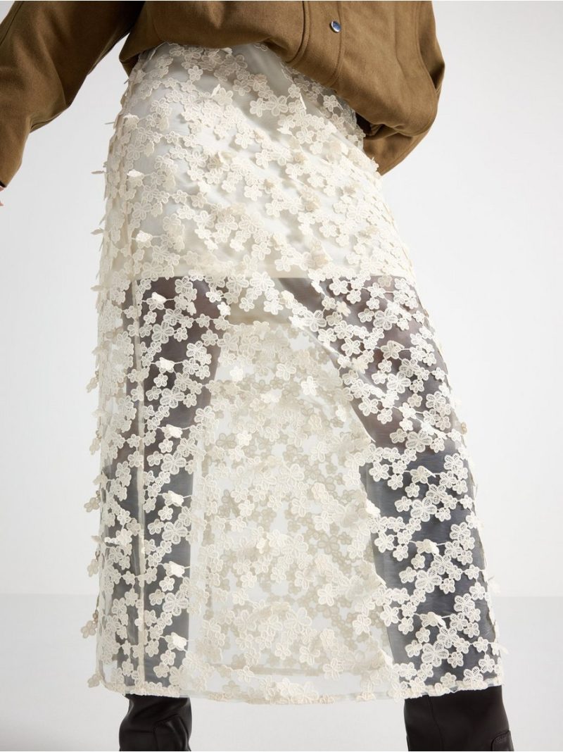 Midi skirt with flowers - 3010476-1418