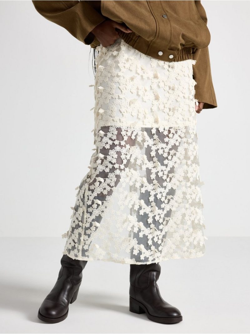 Midi skirt with flowers - 3010476-1418