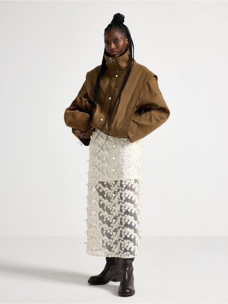 Midi skirt with flowers - 3010476-1418