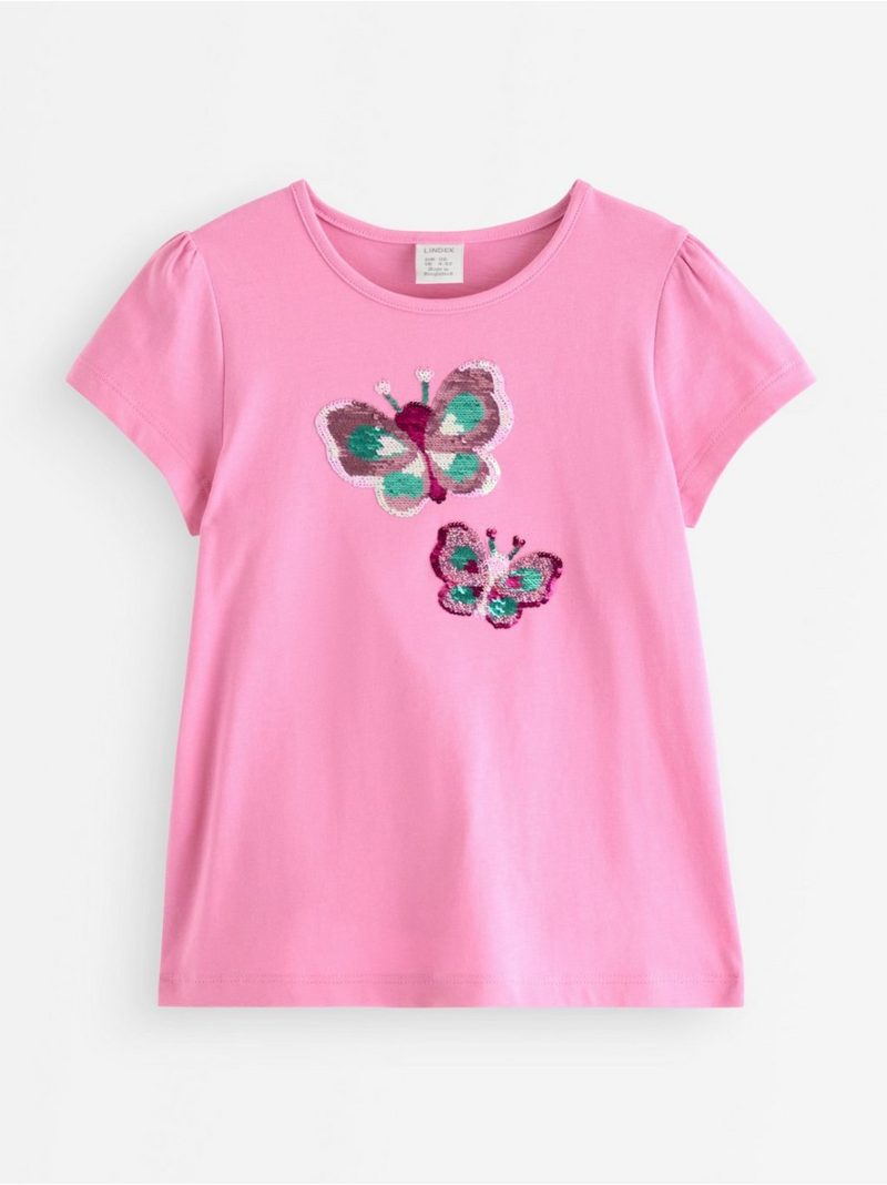 Short-sleeved top with reversible sequins motif - 3010525-3644