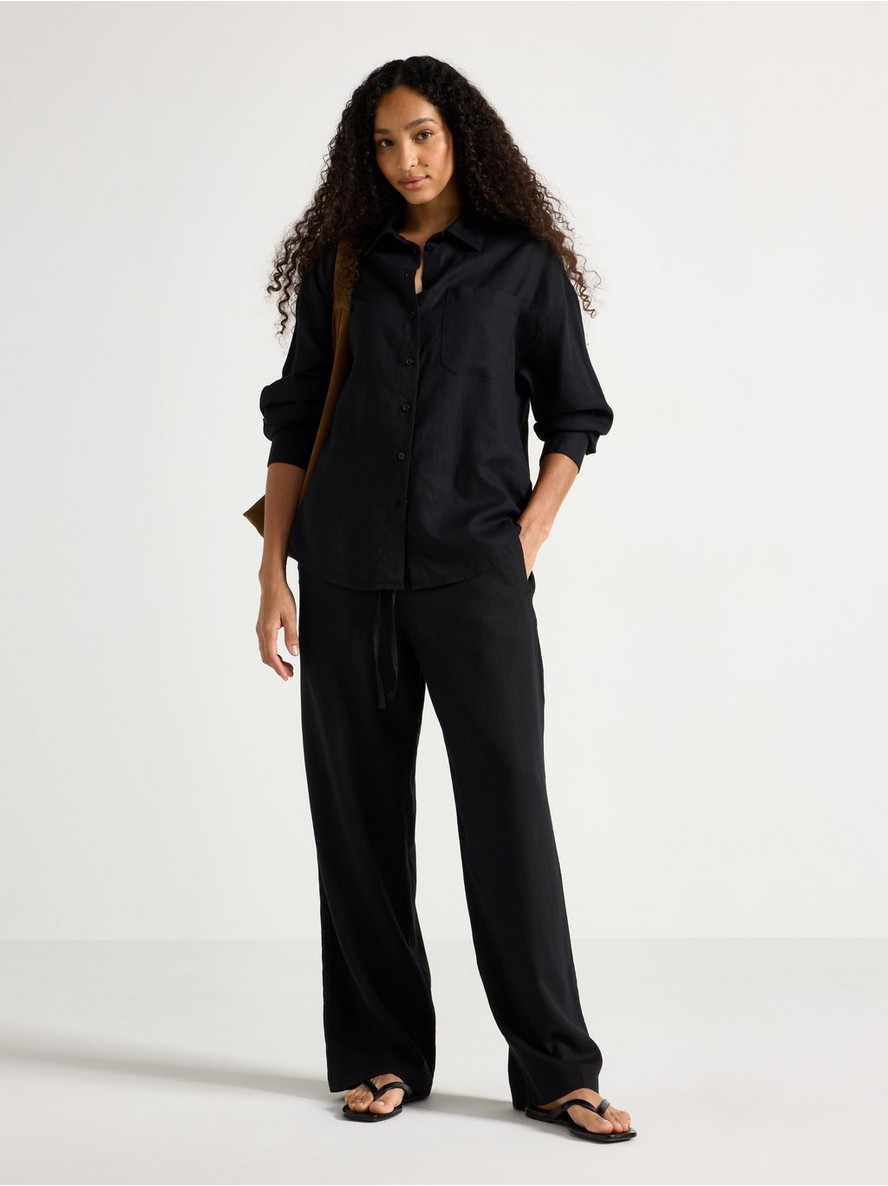 Wide trousers in linen blend - 3010539-80