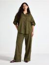 Wide trousers in linen blend - 3010539-9132