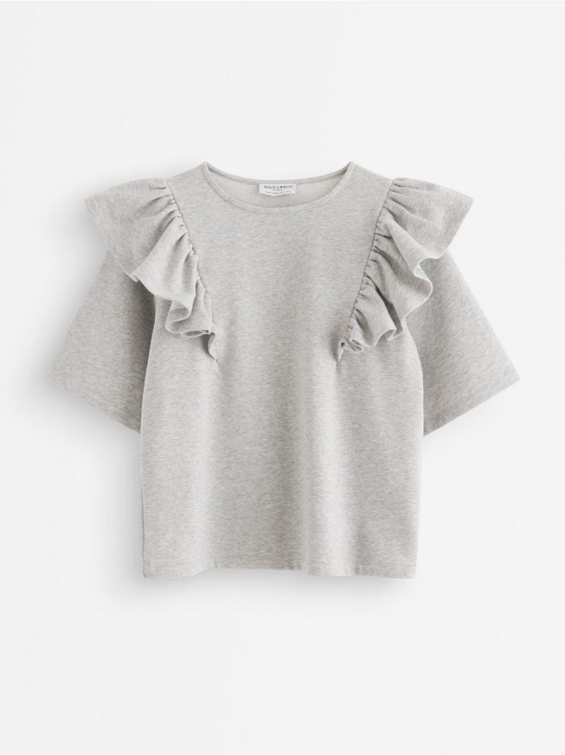 Short-sleeved sweatshirt with frill - 3011967-9803