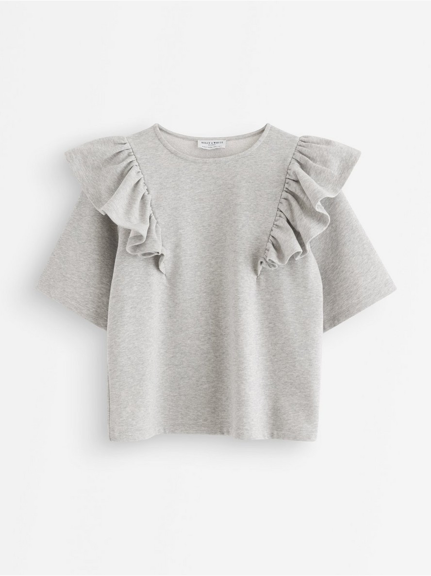 Short-sleeved sweatshirt with frill - 3011967-9803