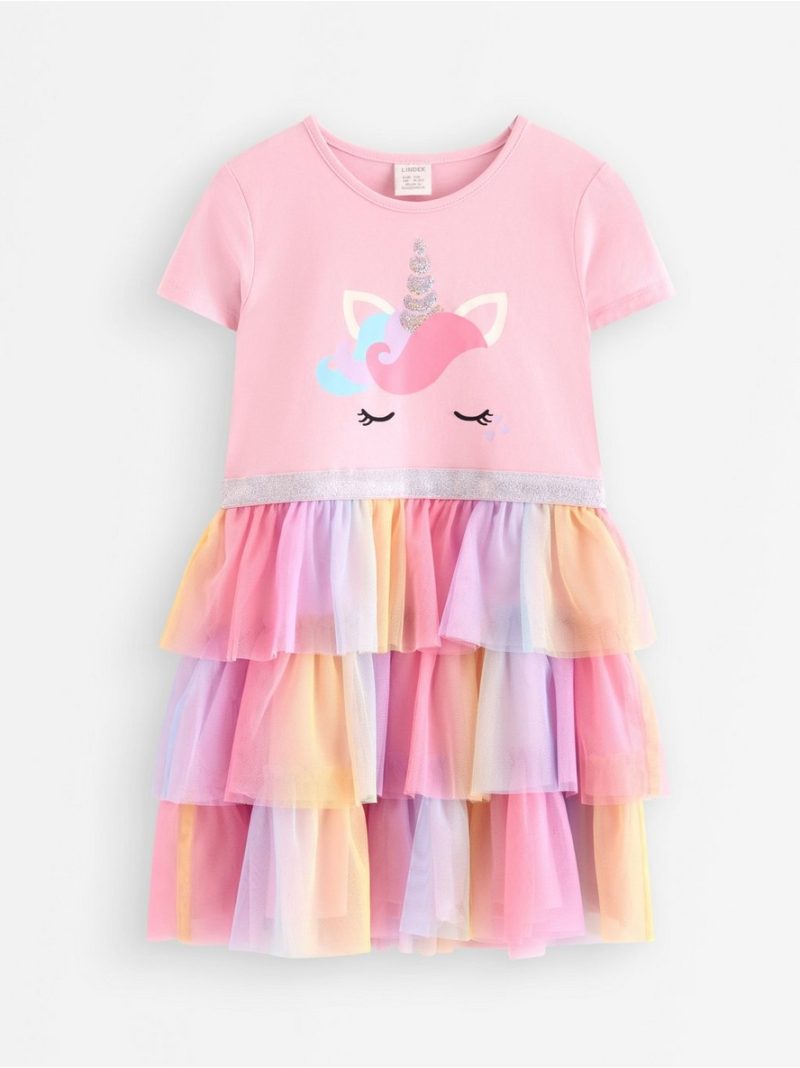 Short-sleeved flounce dress - 3004846-6666