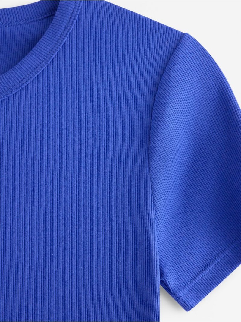 Short-sleeved ribbed top - 3008467-7343