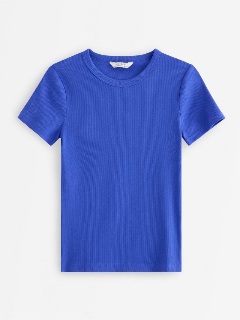 Short-sleeved ribbed top - 3008467-7343