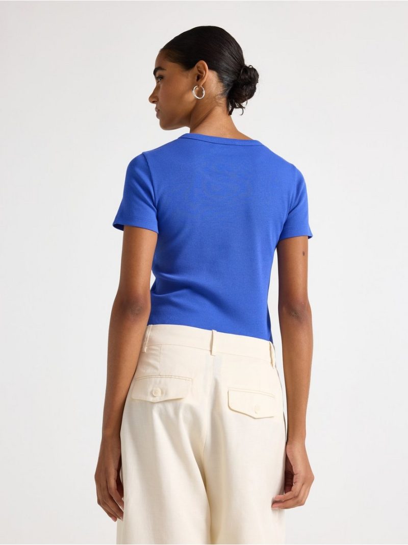 Short-sleeved ribbed top - 3008467-7343