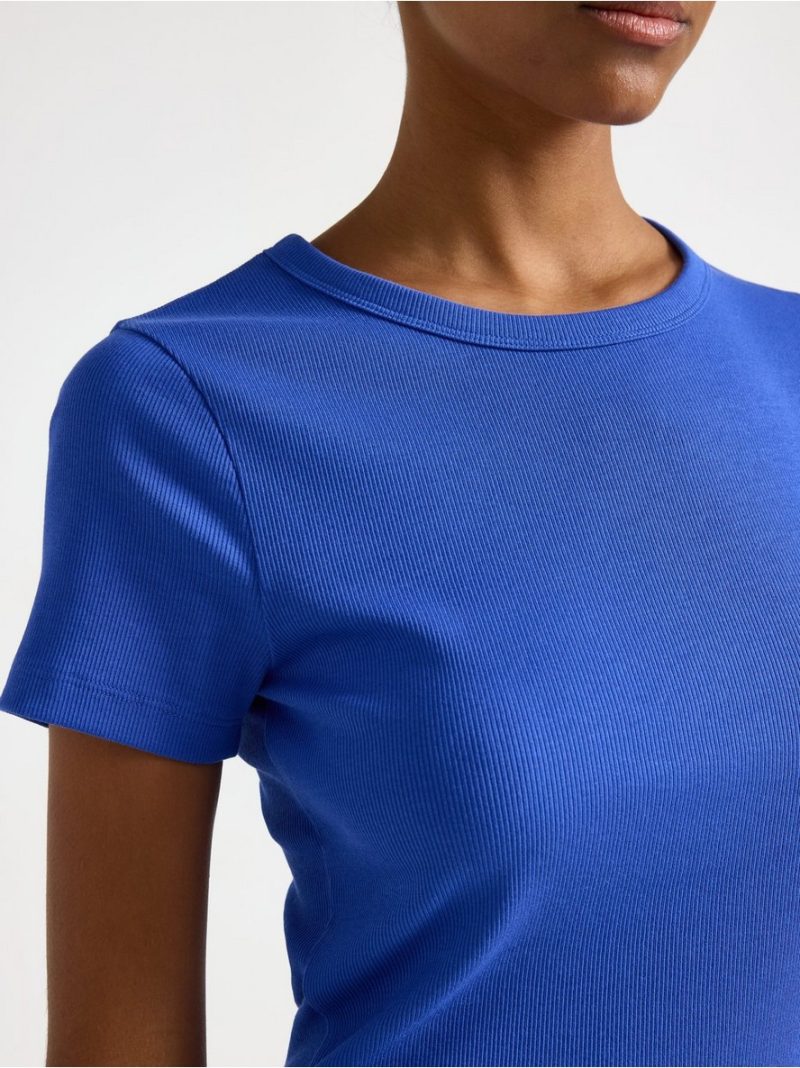Short-sleeved ribbed top - 3008467-7343