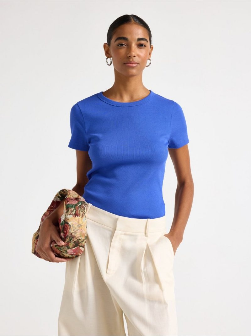 - Short-sleeved ribbed top Short-sleeved ribbed top - 3008467-7343