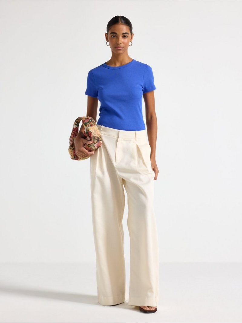 Short-sleeved ribbed top - 3008467-7343