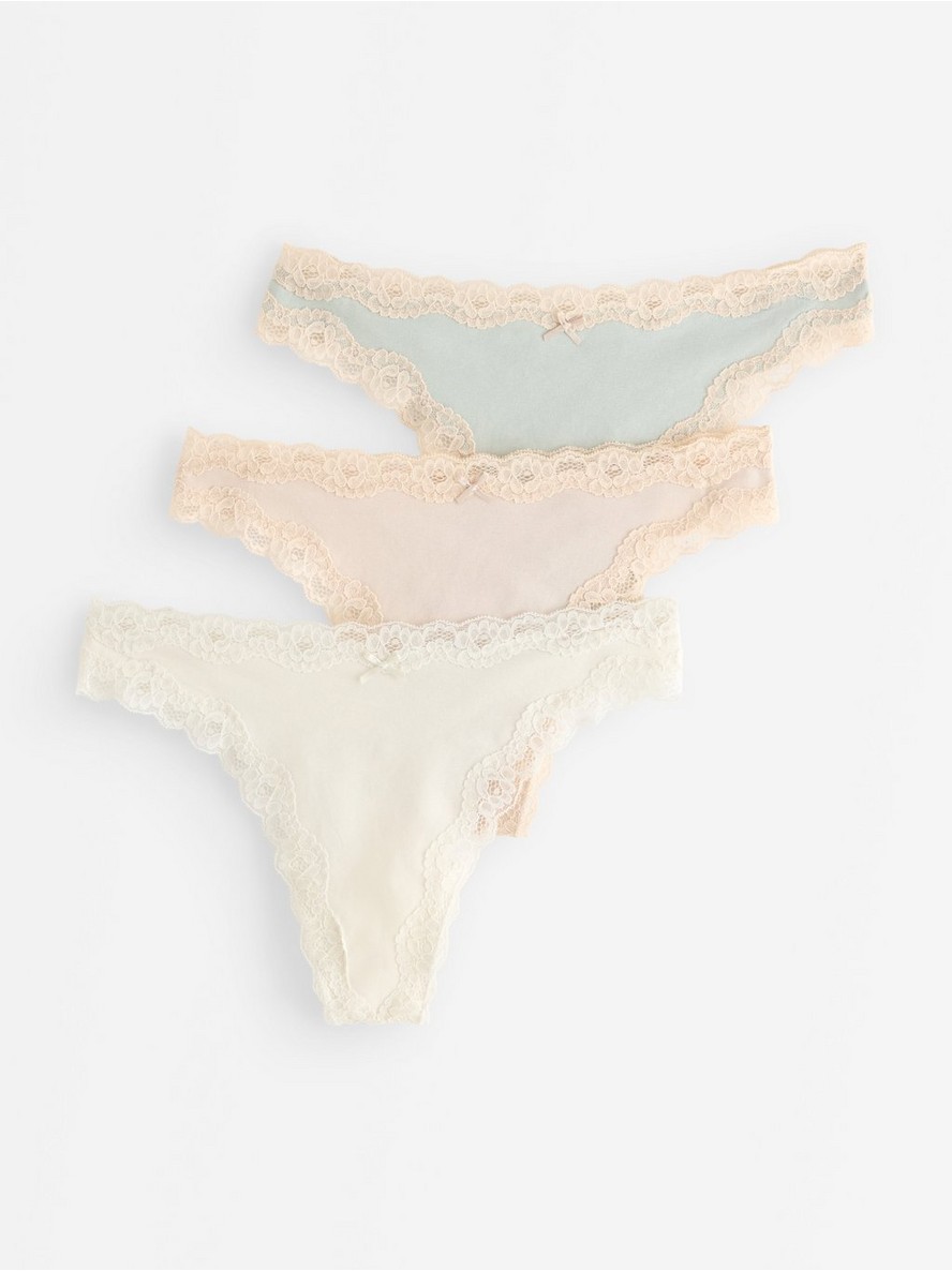 3-pack  thong with lace details - 3009937-1416