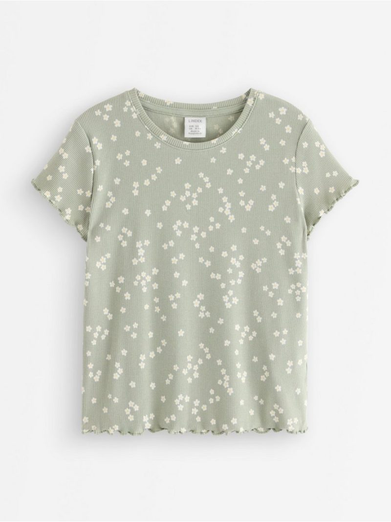 Ribbed short-sleeved top - 3010210-3905