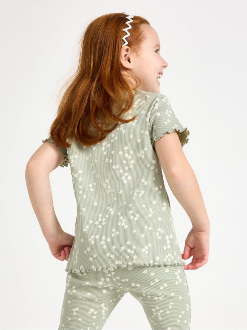 Ribbed short-sleeved top - 3010210-3905