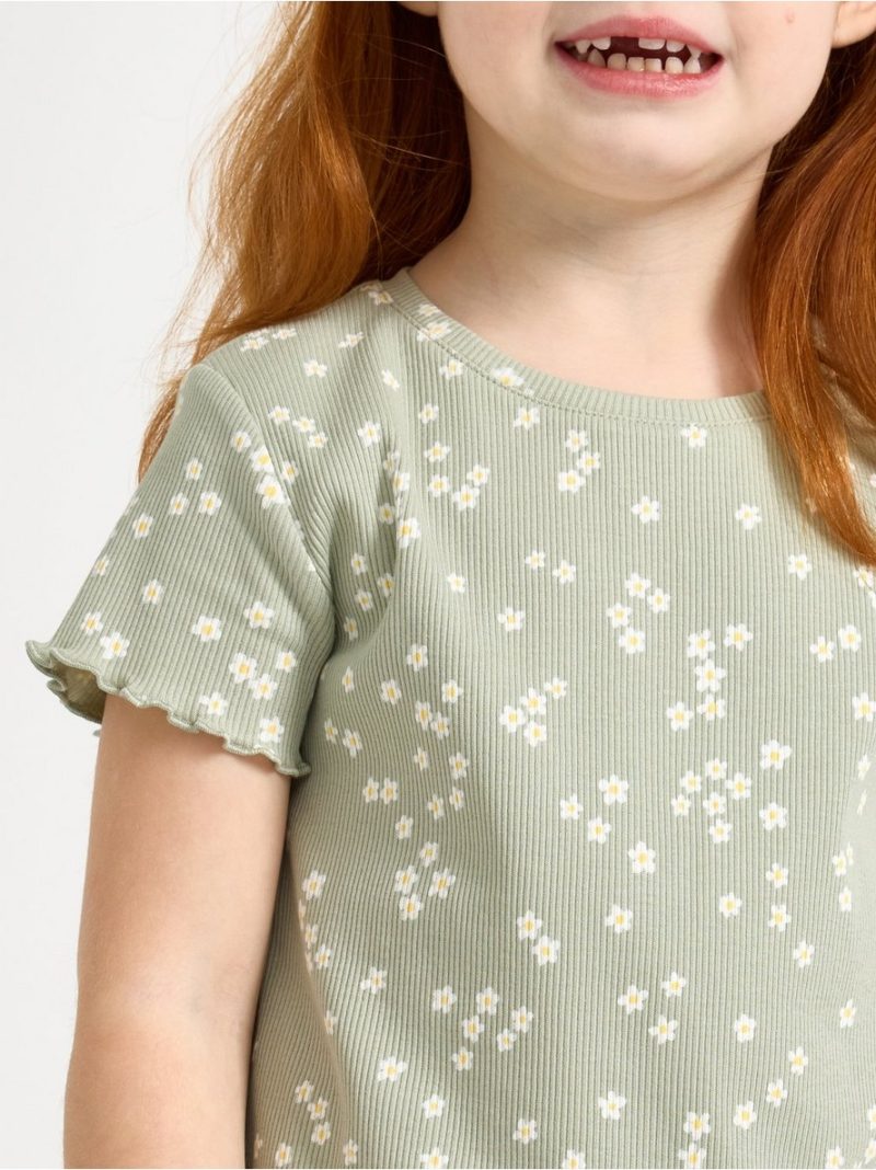 Ribbed short-sleeved top - 3010210-3905