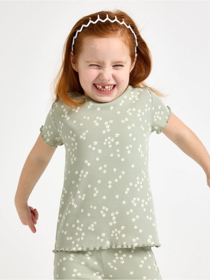 - Ribbed short-sleeved top Ribbed short-sleeved top - 3010210-3905