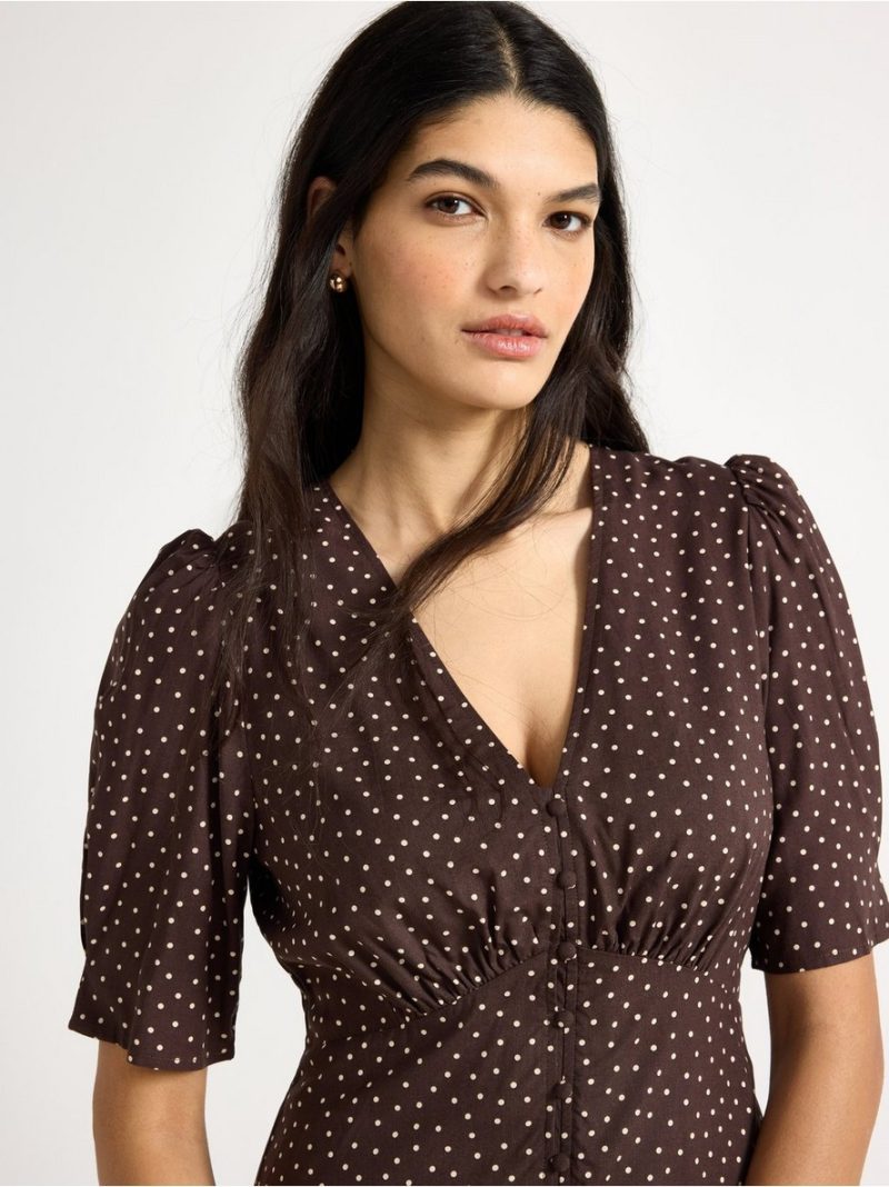 Midi dress with puff sleeves - 3010400-1863