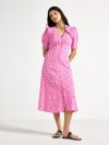 Midi dress with puff sleeves - 3010400-7821