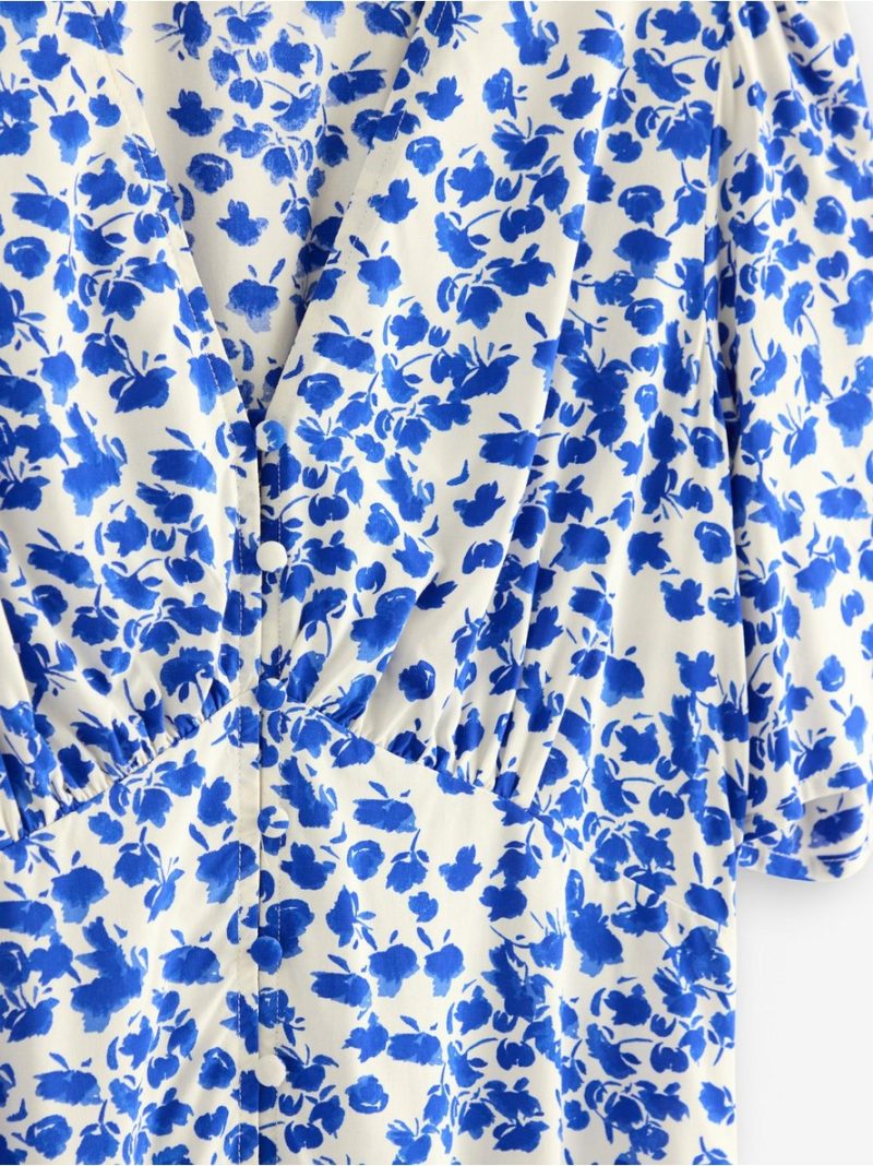 Midi dress with puff sleeves - 3010400-9614