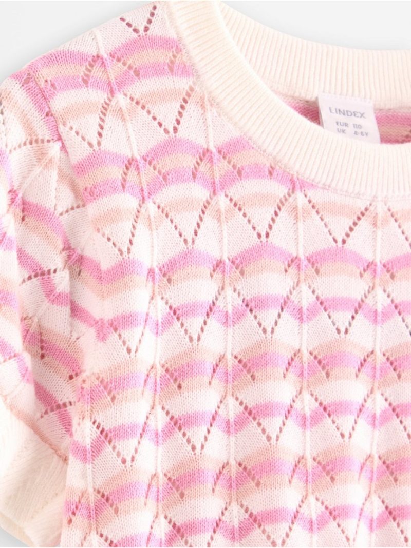 Pattern-knit top with short sleeve - 3010756-325