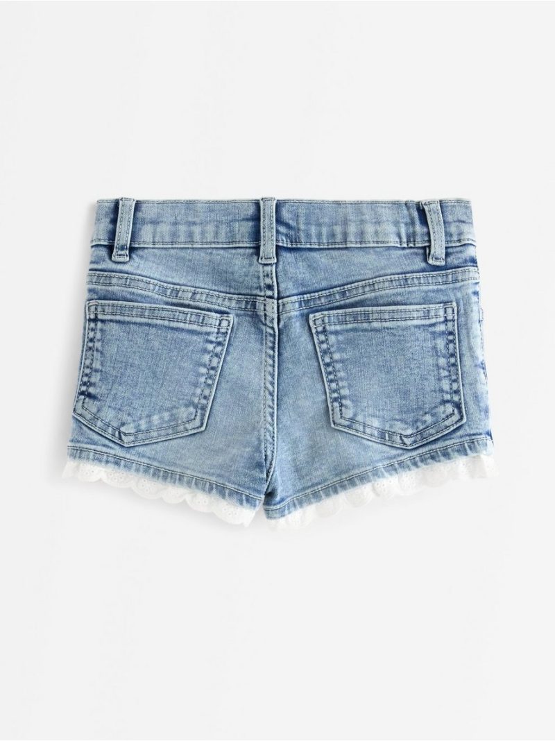 Denim shorts with lace trim - 3011032-766