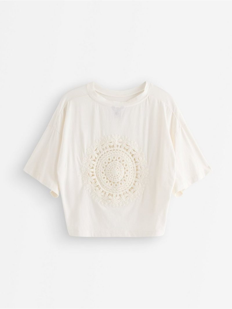 Cropped top with short sleeves - 3011077-300
